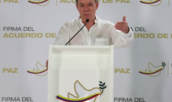 [포토] 콜롬비아 대통령, 평화협상 공식 서명